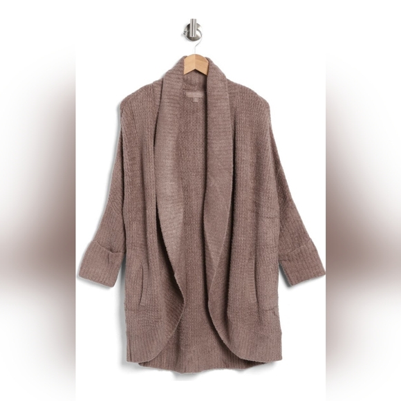 Barefoot Dreams CozyChic Lite Waffle Cocoon Cardigan Driftwood S/M - Picture 1 of 12